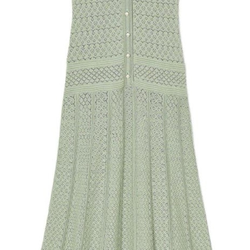 SANDRO size 34 Short-Sleeve Knit Maxi Dress in Sage Green new - Picture 2 of 10